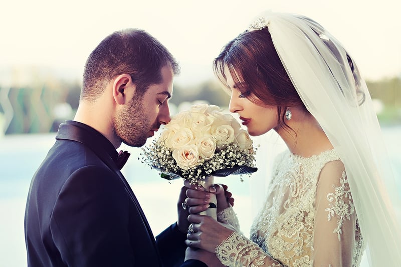 Bride and Groom at Woodland Grove